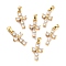 Brass Micro Pave Cubic Zirconia Pendant, Long-Lasting Plated, Cross, Real 18K Gold Plated, 16.5x9x3mm, Hole: 4x2.6mm