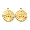 PVD Vacuum Plating 304 Stainless Steel Pendants, with Cubic Zirconia, Flat Round Charms, Real 18K Gold Plated, 18x15.5x2mm, Hole: 1.8mm