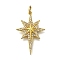Brass Micro Pave Clear Cubic Zirconia Pendants, Star Charms, Long-Lasting Plated, Rack Plating, Lead Free & Cadmium Free, with Jump Ring, Real 18K Gold Plated, 28x18x2.5mm, Hole: 3mm