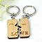Romantic Gifts Ideas for Valentines Day Wood Hers & His Keychain, with Iron Findings, Rectangle, Camel, 99mm