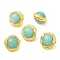 Natural Amazonite Beads, Long-Lasting Plated, with Golded Plated Brass Edge, Round, 18~19x14mm, Hole: 0.8mm