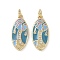 Real 18K Gold Plated Brass Micro Pave Cubic Zirconia Pendants, Cadmium Free & Nickel Free & Lead Free, with Enamel and Jump Ring, Horse Eye Charms, Steel Blue, 22x10x2mm, Hole: 3.4mm