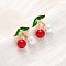 Cherry Brass ABS Plastic Pearl Stud Earrings, with Enamel, Rack Plating, Lasting Plated, Cadmium Free & Lead Free, Real 18K Gold Plated, 14x13mm