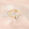 Fashionable Brass Cubic Zirconia Cuff Rings, Letter, Open Rings, Golden, Letter I, Inner Diameter: 16~19mm