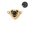 201 Stainless Steel 100 Languages I love you Projection Connector Charms, with Glass, Heart, Golden, 11x17x8mm, Hole: 1.8mm