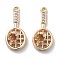 Rack Plating Brass Clear Cubic Zirconia Pendants, Cadmium Free & Nickel Free & Lead Free, Long-Lasting Plated, Badminton Racket Charms, Real 18K Gold Plated, 20.5x9.5x6.5mm, Hole: 1.2mm