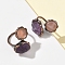 Natural Amethyst & Rose Quartz Rings, Red Copper Brass Cuff Rings, 18mm