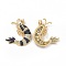 Brass Micro Pave Clear Cubic Zirconia Pendants, Cadmium Free & Lead Free, Shrimp, Marine Blue, 28x26.5x4mm, Hole: 3.5x5mm