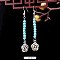 Flower Synthetic Turquoise & Alloy Dangle Earrings, Turquoise, 50x13mm