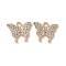 Alloy Rhinestone Pendants, Butterfly Charm, Golden, Crystal, 15x17x2mm, Hole: 2mm