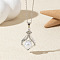 Alloy Crystal Rhinestone & Plastic Imitation Pearl Pendant Necklaces, Platinum, White, Teardrop, 17.72 inch(45cm)