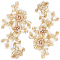 3D Flower Polyester Embroidery Sew on Appliques, with Plastic Sequins, Sewing Craft Decoration for Wedding Dress, Cheongsam, Pale Goldenrod, 280x150mm
