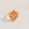 Elegant Geometric Hollow Brass Pave Cubic Zirconia Adjustable Finger Rings for Women, Flower, Golden, Clear, 28x19mm, Inner Diameter: Adjustable