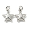 Rack Plating Brass Pendants, with Jump Ring, Cadmium Free & Lead Free, Long-Lasting Plated, Star Charms, Platinum, 13x11x4.5mm, Hole: 3mm