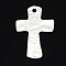 Hammered Cross Alloy Pendants, Matte Color, Matte Silver, 46x31x1mm, Hole: 3mm