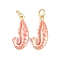 Brass Enamel Pendants, Shrimp Charms, with Jump Ring, Golden, Pink, 20.5x9.5x3.5mm, Hole: 4mm