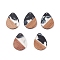 Pearlized Resin & Walnut Wood Pendants, Two Tone Geometric Charms, Teardrop, 35.5x26x2.5mm, Hole: 2.3mm