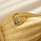 Stainless Steel Micro Pave Cubic Zirconia Adjustable Open Cuff Rings for Women, Square, Real 18K Gold Plated, Blue