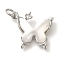 Brass Micro Pave Cubic Zirconia and Shell Pendants, Butterfly Charms, with Jump Ring, Cadmium Free & Nickel Free & Lead Free, Platinum, 15.5x18.5x4.5mm, Hole: 3.5mm