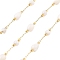 Ion Plating(IP) 304 Stainless Steel Paperclip Chains, Soldered, with Shell Beads, Teardrop, Real 18K Gold Plated, 8x5mm, about 16.40 Feet(5m)/Roll