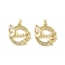 Mother's Day Brass Micro Pave Clear Cubic Zirconia Pendants, Cadmium Free & Lead Free, with Shell, Jump Ring, Round with Butterfly and Word Mama, Real 18K Gold Plated, 19x18x3mm, Hole: 3.5mm