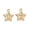 Brass Micro Pave Cubic Zirconia Pendants, Nickel Free, Real 18K Gold Plated, Star, 14.5x13x6mm, Hole: 1.4mm