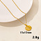 304 Stainless Steel Flat Round Pendant Necklace for Women, Cable Chain Necklaces
