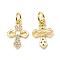 DIY Brass Micro Pave Cubic Zirconia Charms, Cross, Golden, 14.5x9.5x2mm, Hole: 3.5mm
