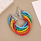Bohemia Style Alloy Plastic Seed Beaded Multi-strand Bracelets for Women, Colorful, 7-1/4 inch(18.5cm)