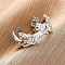 Brass Micro Pave Clear Cubic Zirconia Cuff Rings for Women, Dog, Cadmium Free & Lead Free, Long-Lasting Plated, Rack Plating, Platinum, 10mm, Inner Diameter: Adjustable