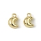 Brass Charms, Cadmium Free & Nickel Free & Lead Free, Moon, Real 14K Gold Plated, 9x6x4.5mm, Hole: 1.2mm