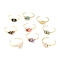 Gemstone Horse Eye Beaded Cuff Bangle, Wire Wrapped Open Bangle for Women, Cadmium Free & Lead Free, Golden, Inner Diameter: 2-1/2 inch(6.2cm)