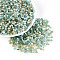 Imitation Cat Eye Glass Seed Beads, Rondelle, Two Tone, Turquoise, 4~4.5x2.5~3mm, Hole: 1.2~1.5mm, about 7900pcs/pound