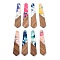 Resin and Walnut Pendants, Trapezoid, Mixed Color, 48.5x12x2.5mm, Hole: 2mm