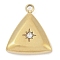 304 Stainless Steel Rhinestone Charms, Triangle Charm, Real 14K Gold Plated, 13.5x12x3mm, Hole: 1.5mm