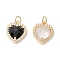 Brass Micro Pave Cubic Zirconia Pendants, Real 18K Gold Plated, Cadmium Free & Lead Free, Heart, Mixed Color, 18x12.5x5mm, Hole: 3.5mm