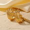 Geometric Brass Stud Earrings, with Full Rhinestones, Fashionable and Versatile, Golden, 28x13mm
