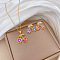 Brass Micro Pave Cubic Zirconia Pendant Necklace & Stud Earrings, Stainless Steel Chain Necklace, Golden, Cherry, 400mm