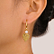 Brass Imitation Pearl Dangle Earrings, Golden, Leaf, 40x14mm