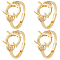 4Pcs Brass Cubic Zirconia Adjustable Solitaire Ring Components, 4 Claw Prong Ring Settings, Oval, Long-Lasting Plated, Cadmium Free & Lead Free, Golden, Tray: 10x8mm, US Size 7 3/4(17.9mm)
