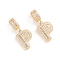 Brass Micro Pave Cubic Zirconia Pendants, Long-Lasting Plated, Letter, Clear, Letter.P, 33.8mm, Hole: 6.5x9mm, Letter.P: 20.5x14.5x3.8mm