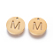 304 Stainless Steel Charms, Ion Plating (IP), Flat Round, Letter M, 10x1~1.5mm, Hole: 1mm