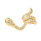 Brass Micro Pave Cubic Zirconia European Beads, Snake, Real 18K Gold Plated, 19x20x7mm, Hole: 4x6mm