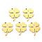 PVD Vacuum Plating 304 Stainless Steel Pendants, Laser Cut, Clover, Real 18K Gold Plated, 17x13.5x1mm, Hole: 1.2mm