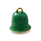 304 Stainless Steel Enamel Charms, Real 18K Gold Plated, Bell Charms, Green, 13.5x13.5x13.5mm, Hole: 1.8mm