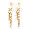 Brass Micro Pave Clear Cubic Zirconia Pendants, Nickle Free, Real 18K Gold Plated, 30.2x4.7x4.9mm, Hole: 1.2mm
