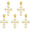 Shell Pearl Pendants, with Brass Findings, Cross, Real 18K Gold Plated, 22x14.5x5mm, Hole: 3.5x5mm