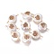 Natural Pearl Links connectors, with Cubic Zirconia and Brass Findings, Flat Round with Heart, Golden, Colorful, 22~25x13~15x7~10mm, Hole: 1.6mm
