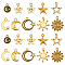 100Pcs 10 Style Tibetan Style Alloy Pendants, Mixed Shape Charm, Antique Golden, 12~21x8.5~17x1~3mm, Hole: 1.2~2mm, 10pcs/style