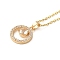 Brass Micro Pave Cubic Zirconia Pendant Necklaces for Women, 201 Stainless Steel Cable Chain Necklaces, Ring, Clear, 16.14 inch(41cm)